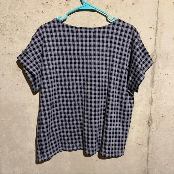 Madewell Blue Gingham Seersucker Top L Button Shoulder Short Sleeve Casual - Picture 6 of 8